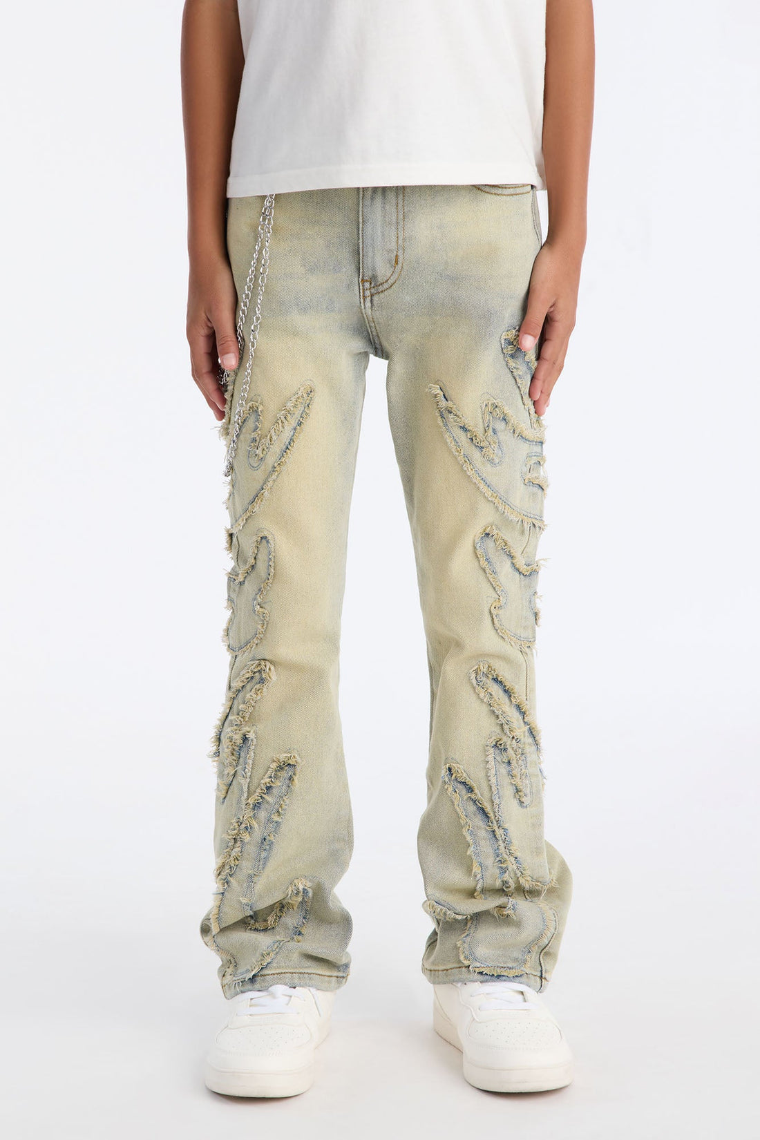 Mini Stacked Skinny Flare Frayed Jean - Vintage Wash