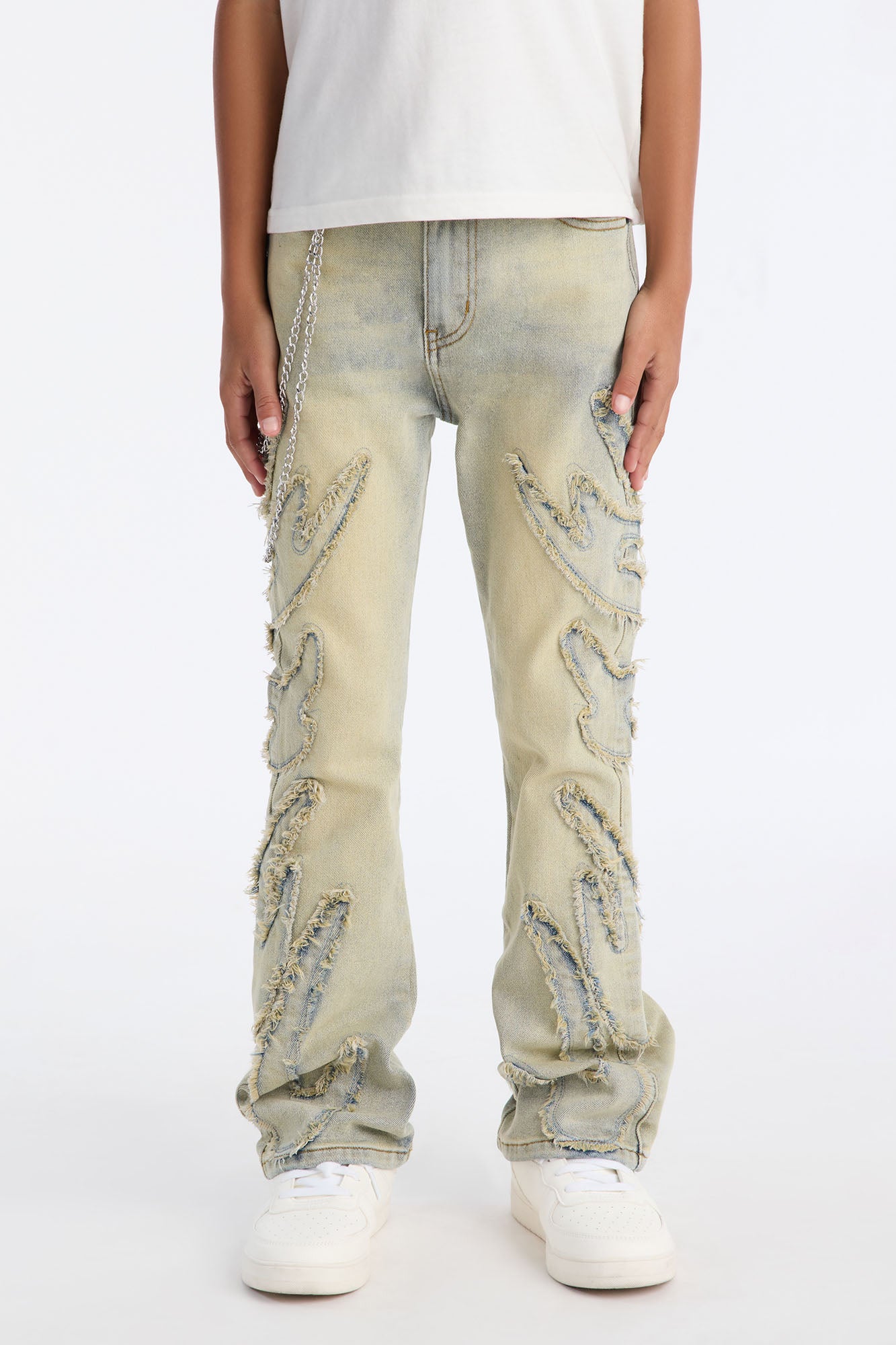 Mini Stacked Skinny Flare Frayed Jean - Vintage Wash
