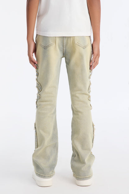 Mini Stacked Skinny Flare Frayed Jean - Vintage Wash