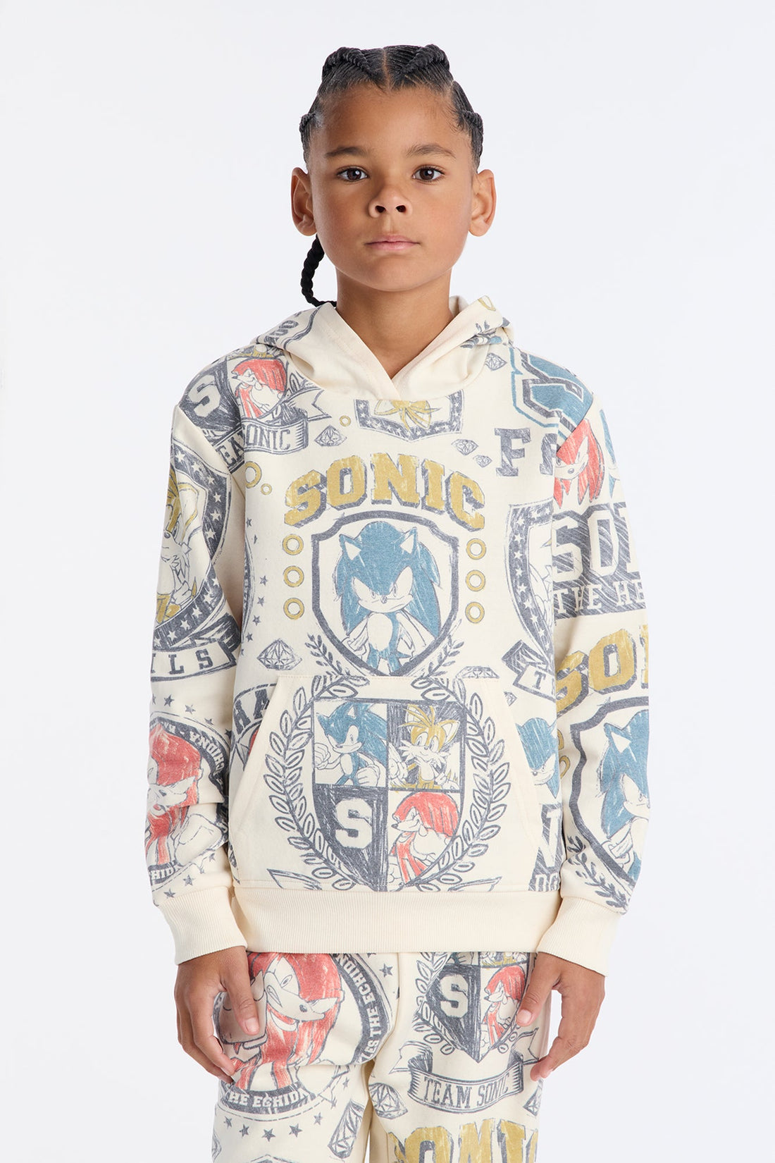 Mini Sonic The Hedgehog All Over Print Jogger Pant Set - Cream