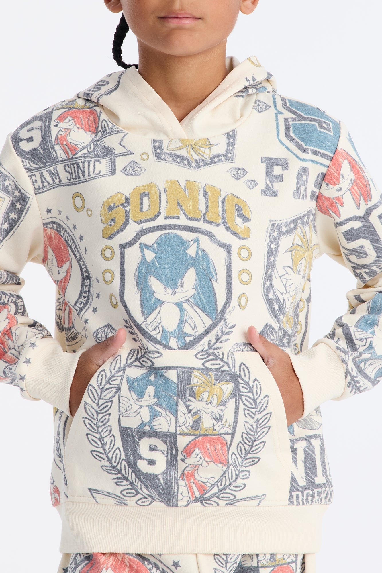 Mini Sonic The Hedgehog All Over Print Jogger Pant Set - Cream