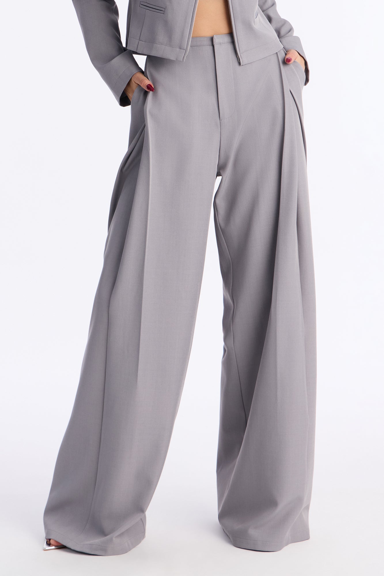 Claremont Wide Leg Trouser - Grey