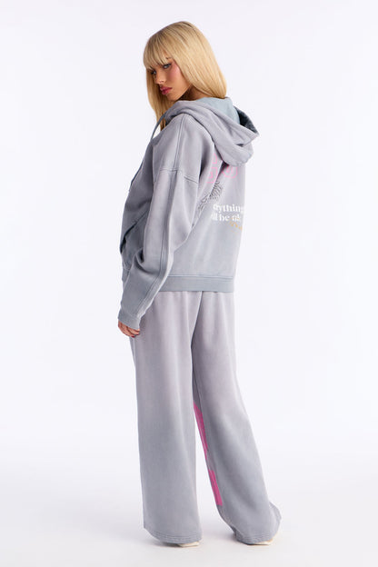 Everything Will Be Ok Hoodie Pant Set - Slate Blue