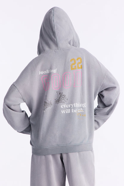 Everything Will Be Ok Hoodie Pant Set - Slate Blue