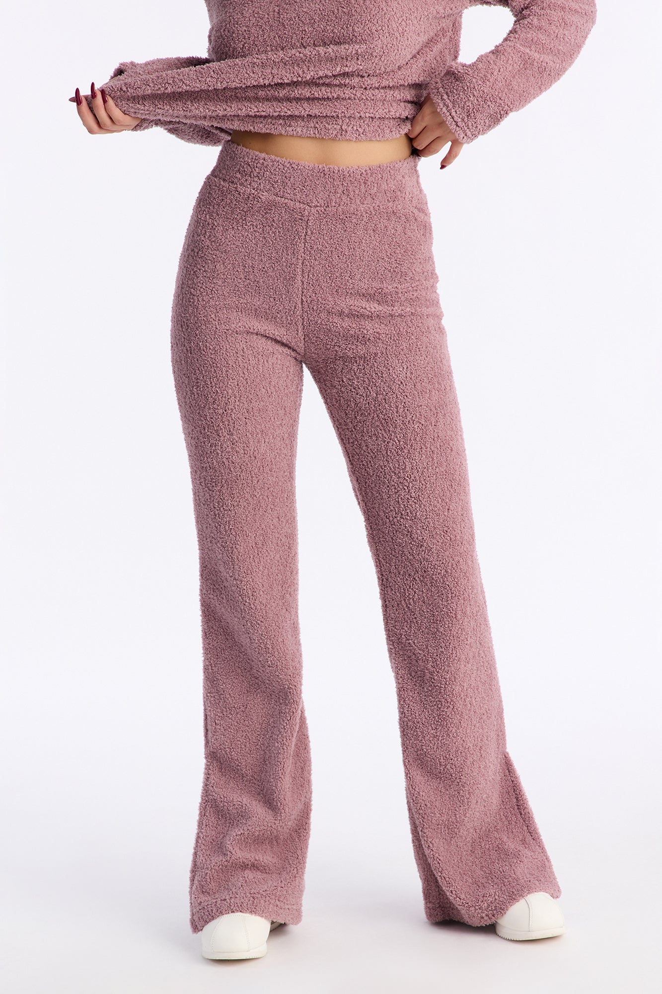 Lana Sherpa Flare Lounge Pant - Mauve