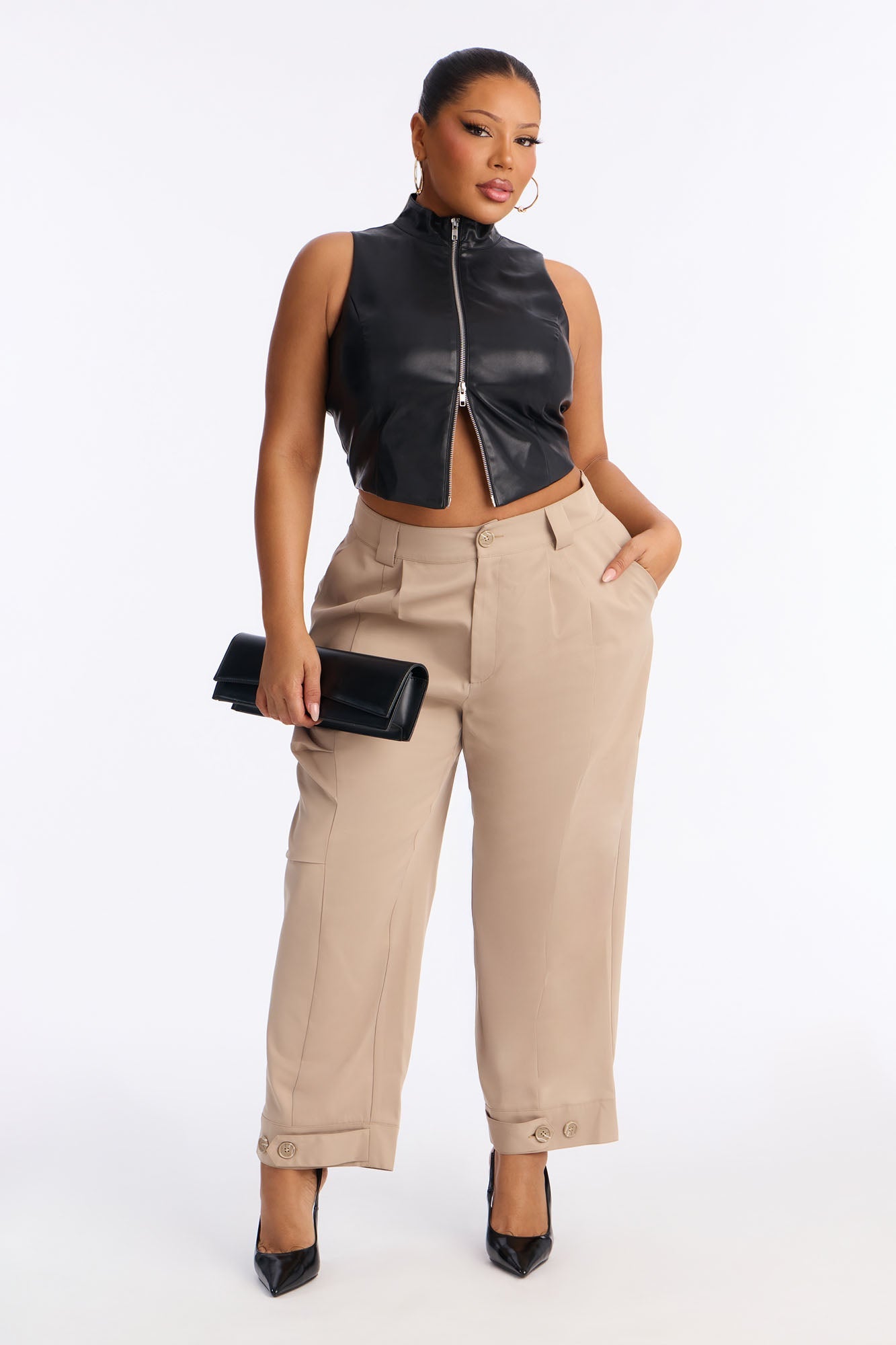 Kayla Barrel Leg Pant - Tan