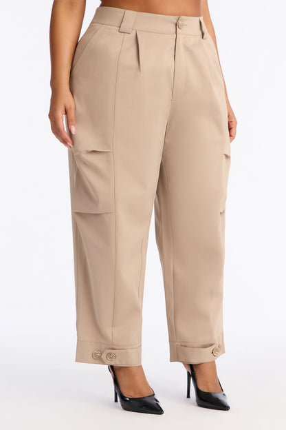 Kayla Barrel Leg Pant - Tan