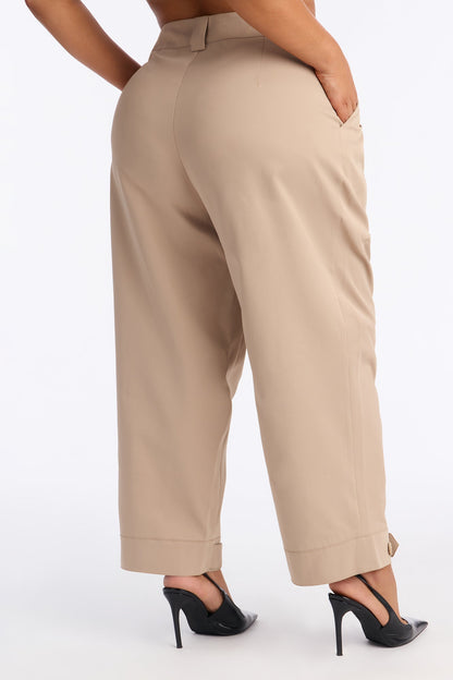 Kayla Barrel Leg Pant - Tan