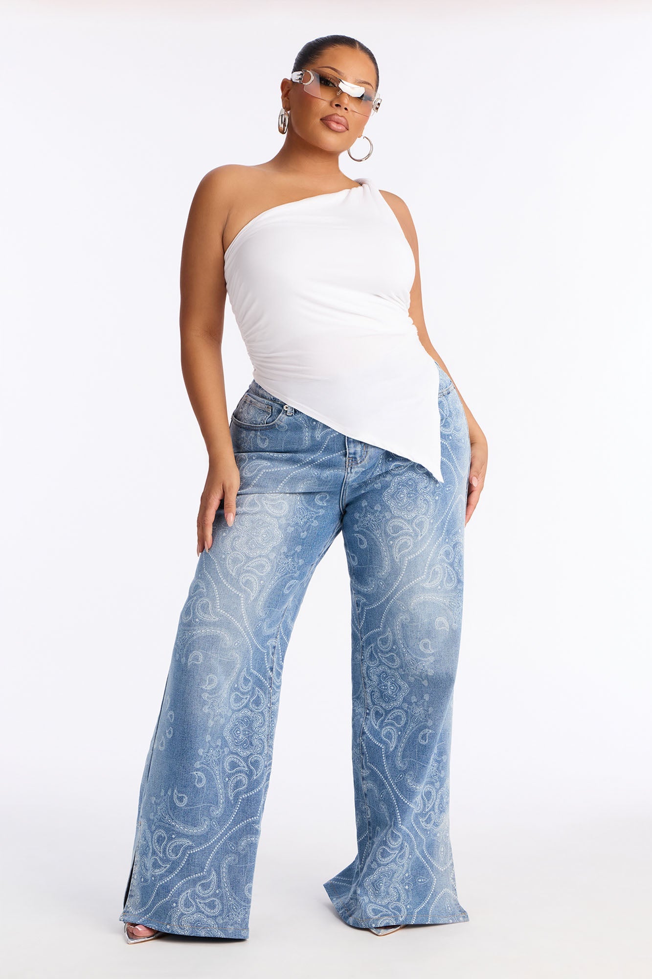 Playa Days Stretch Wide Leg Jeans - Light Wash
