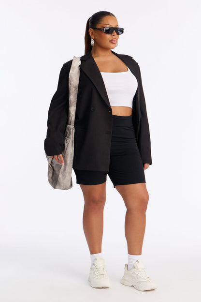 Quinn High Rise Everyday Cotton Biker Short 7″ - Black