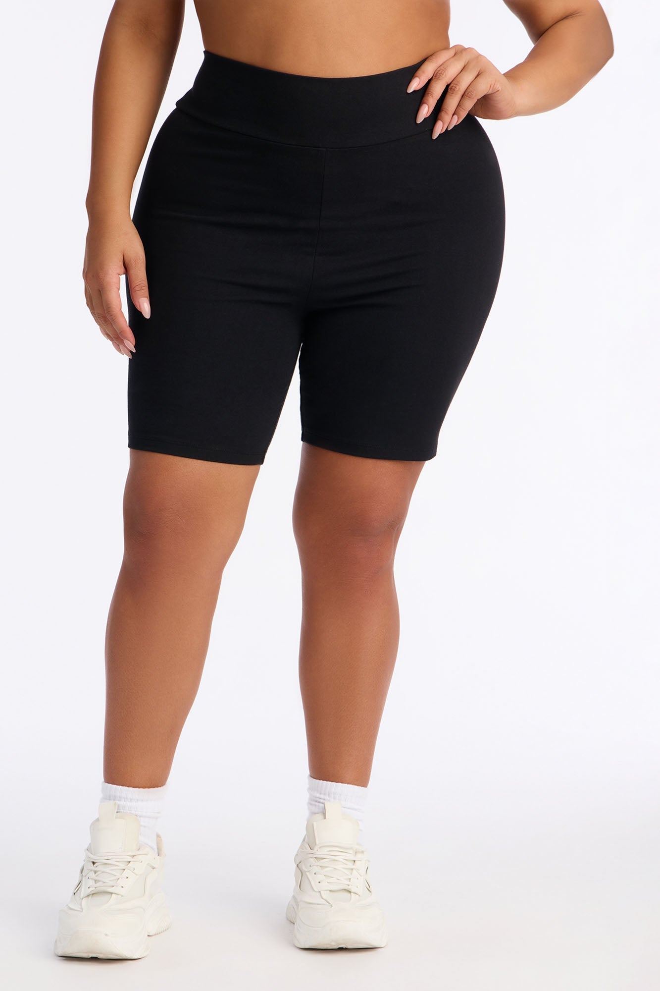 Quinn High Rise Everyday Cotton Biker Short 7″ - Black