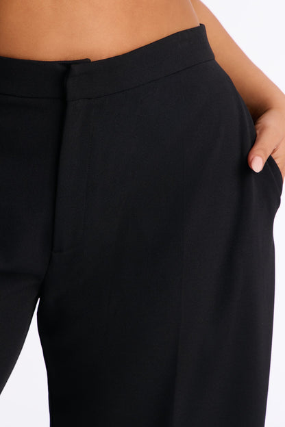 Always On Time Crepe Knit Barrel Leg Trousers - Black