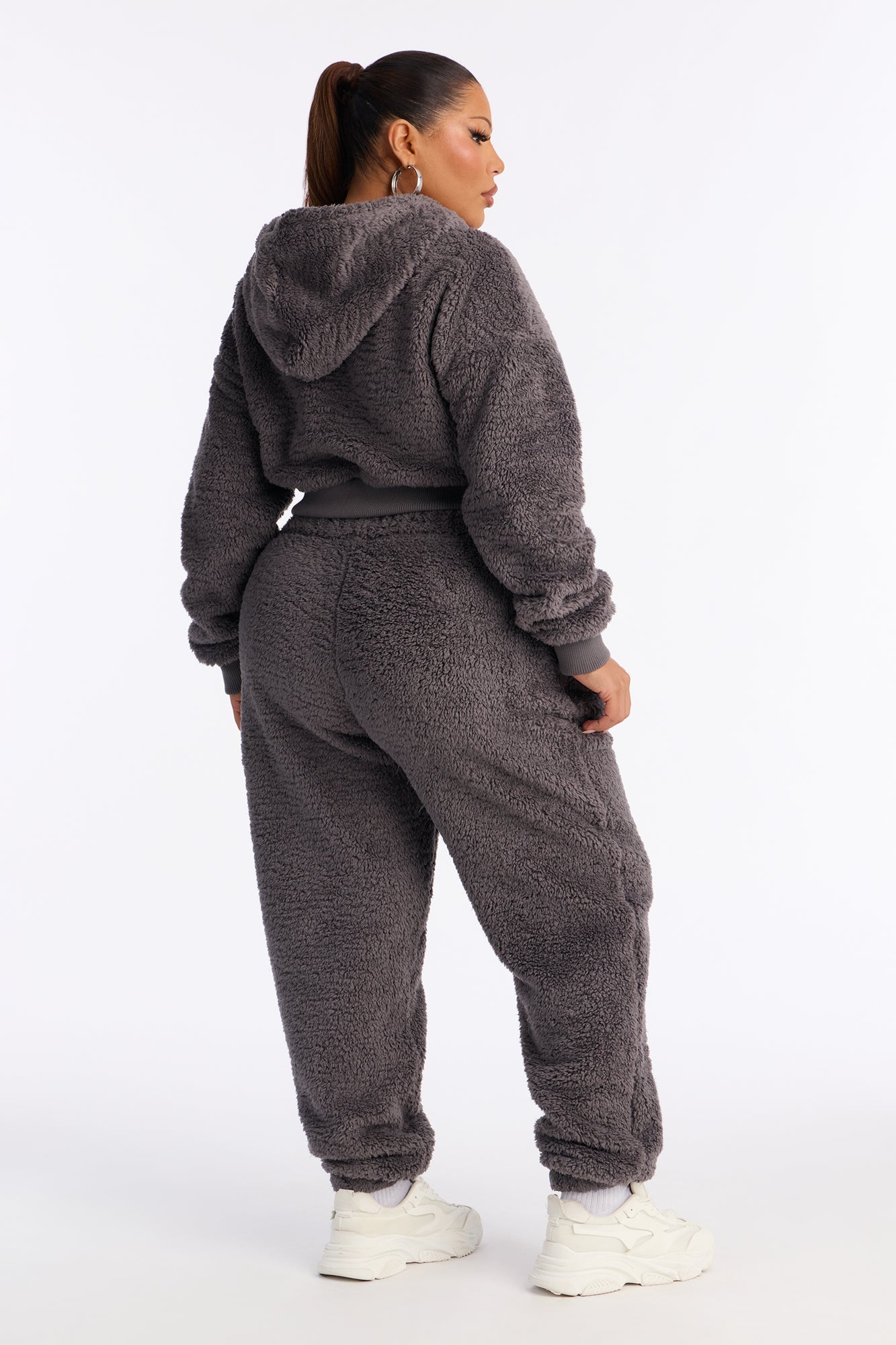 Sarah Sherpa Jogger Pants - Grey