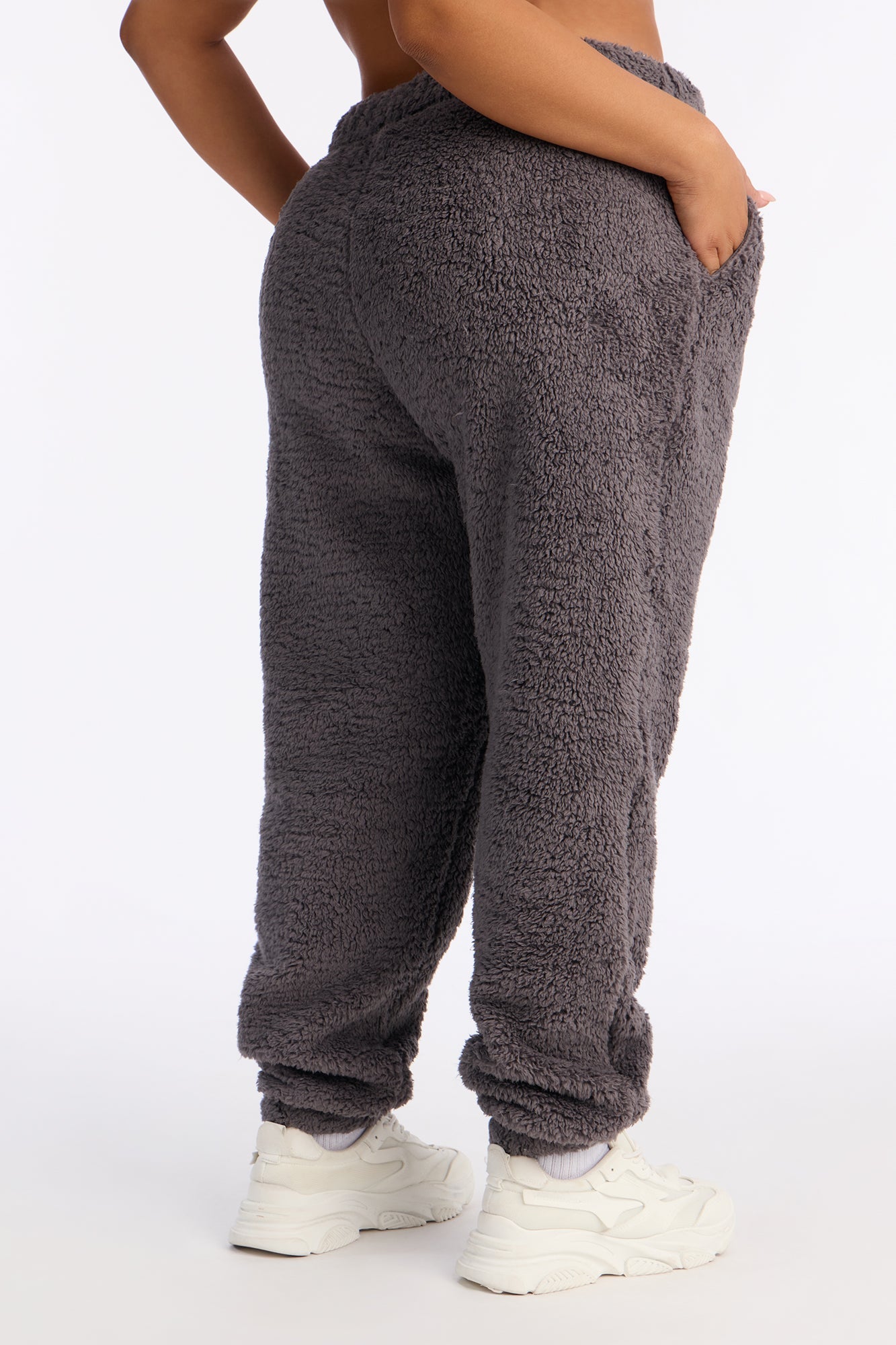 Sarah Sherpa Jogger Pants - Grey