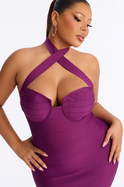 Sylvie Bandage Midi Dress - Plum
