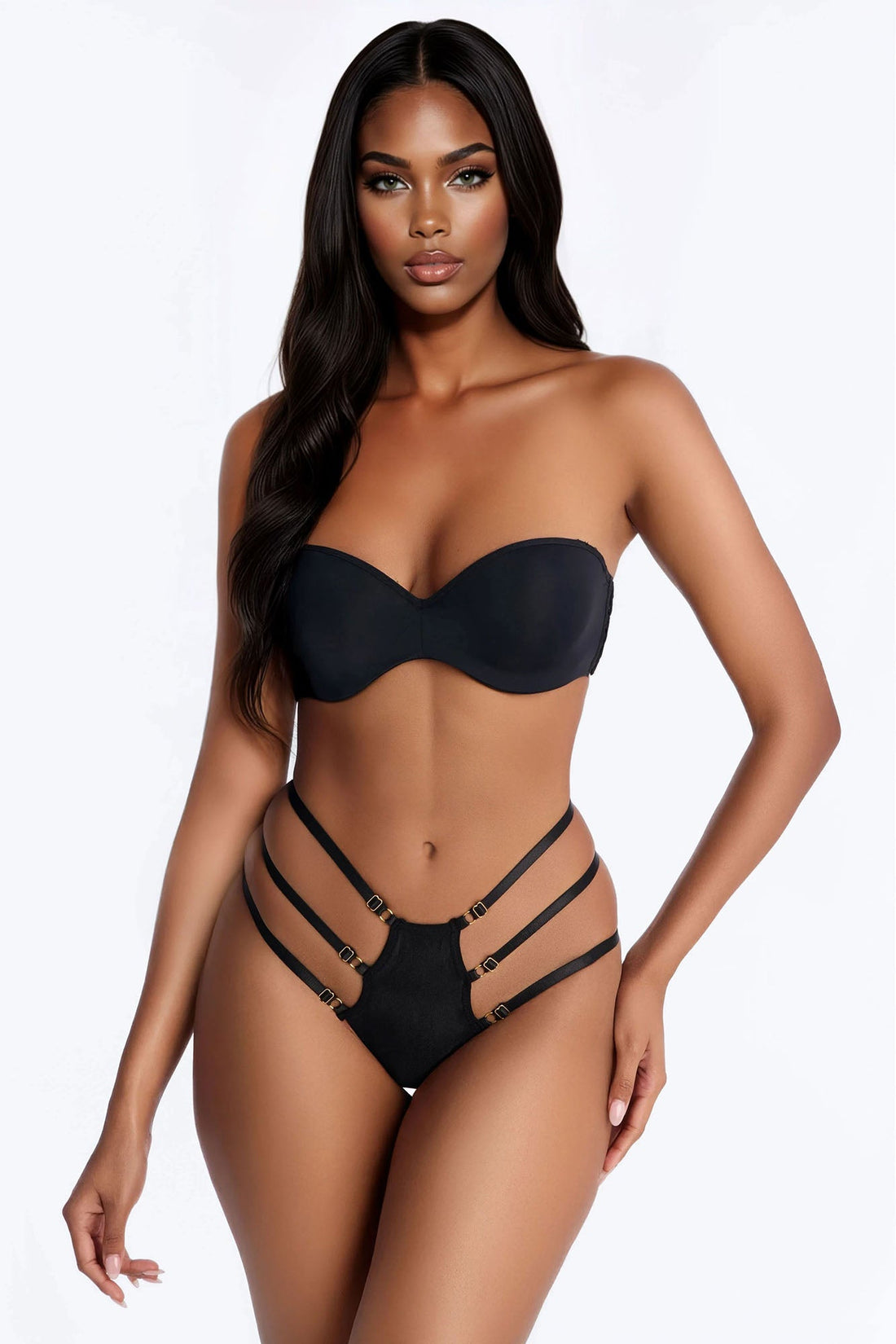 Keep Me Caged Strappy Panty - Black