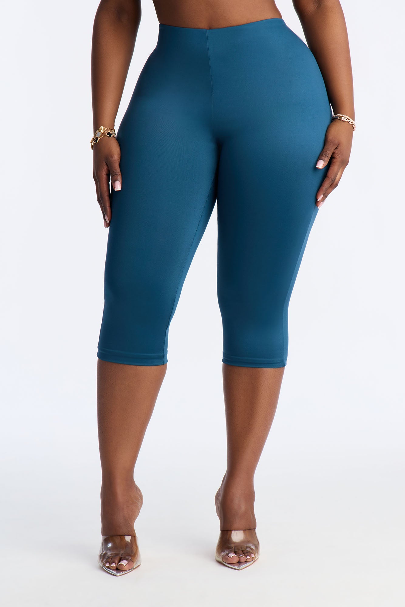 Contour Double Lined Capri Pant - Teal