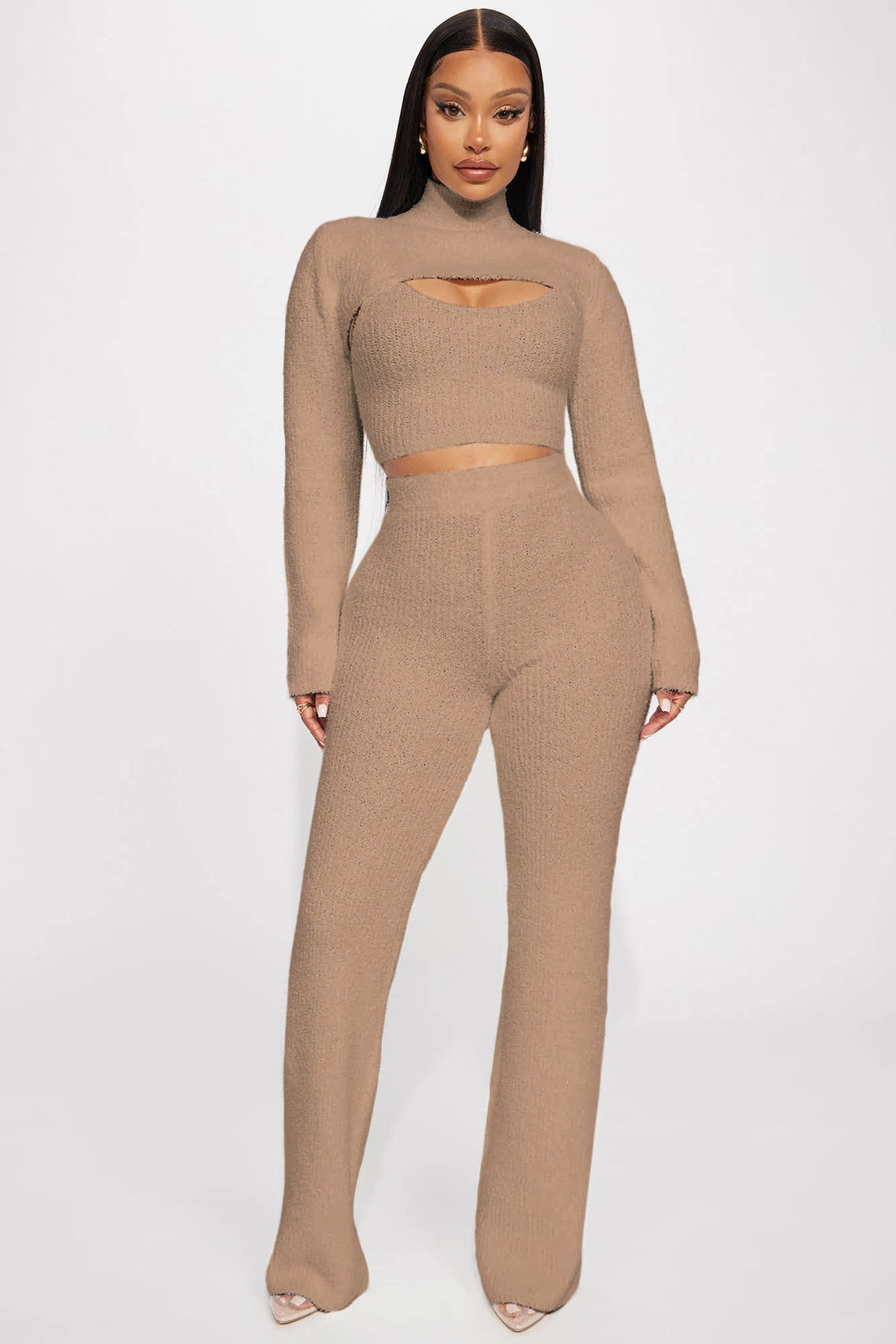 Feeling Cozy 3 Piece Pant Set - Taupe