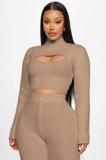 Feeling Cozy 3 Piece Pant Set - Taupe