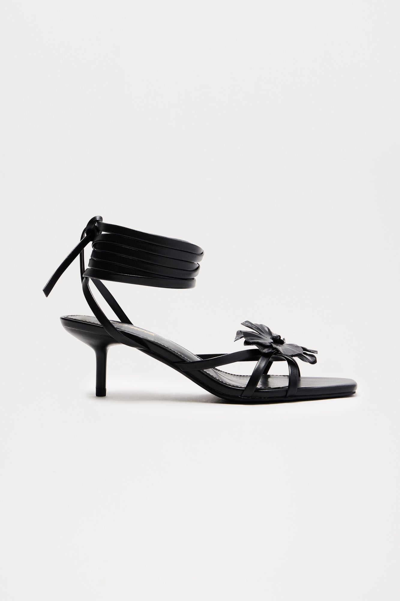 Boaz Flower Wrap Up Heels - Black