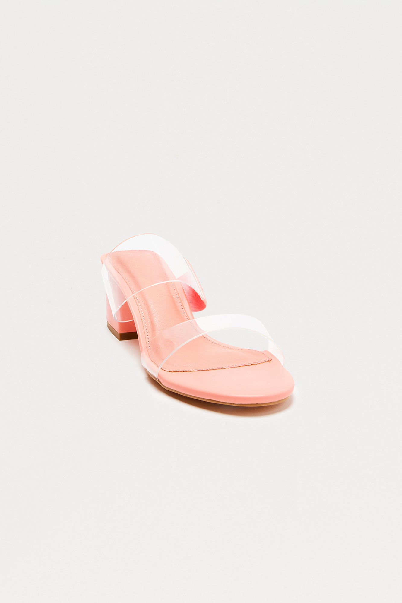 Kimberly Clear Double Strap Heels - Coral