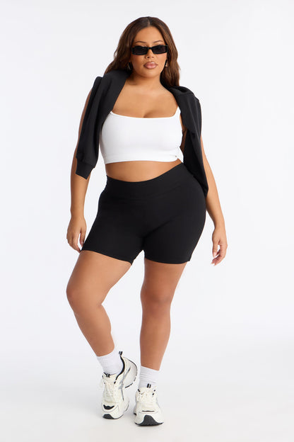 Quinn Mid Rise Everyday Cotton Biker Short 5″ - Black