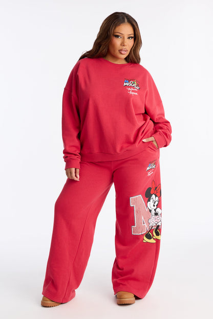 Minnie Mouse Wide Leg Fleece Pant - Red