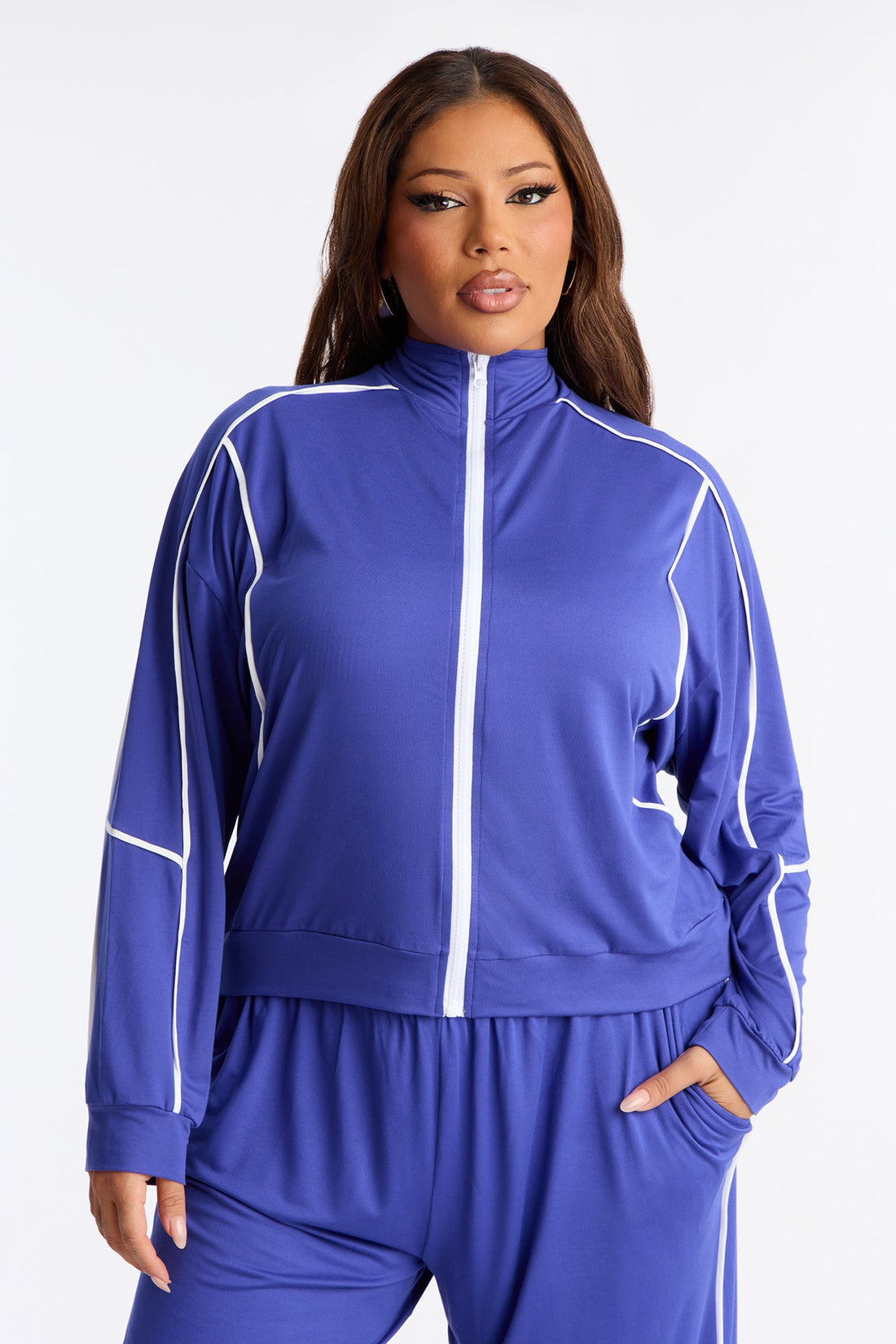 Lined Up Zip Up Hoodie - Royal