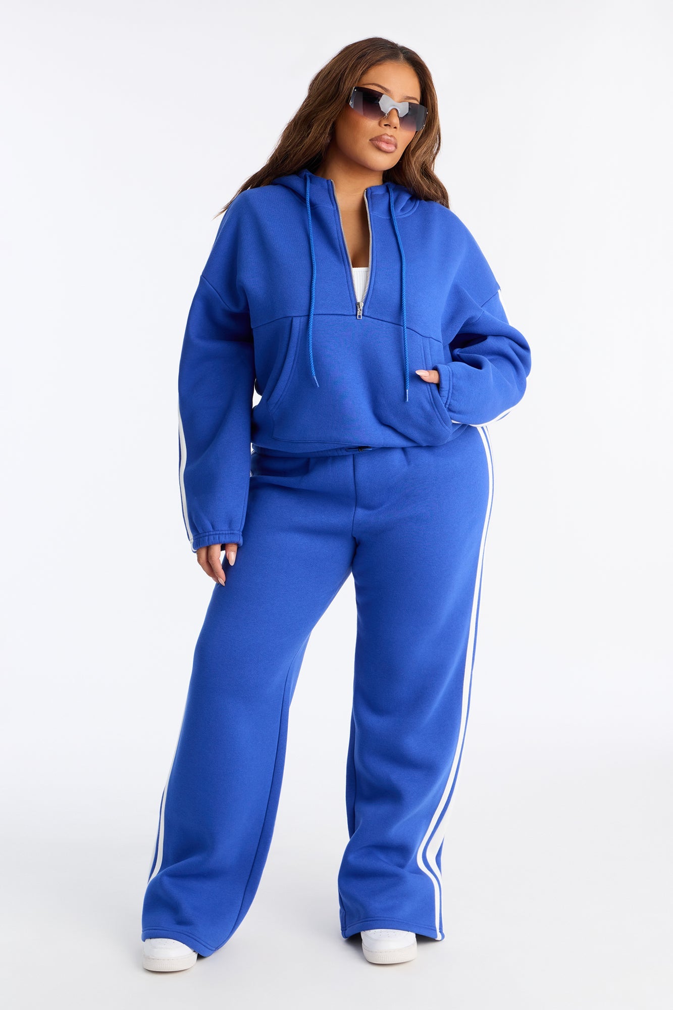 The Amara Fleece Sweatshirt Quarter Zip Up - Royal