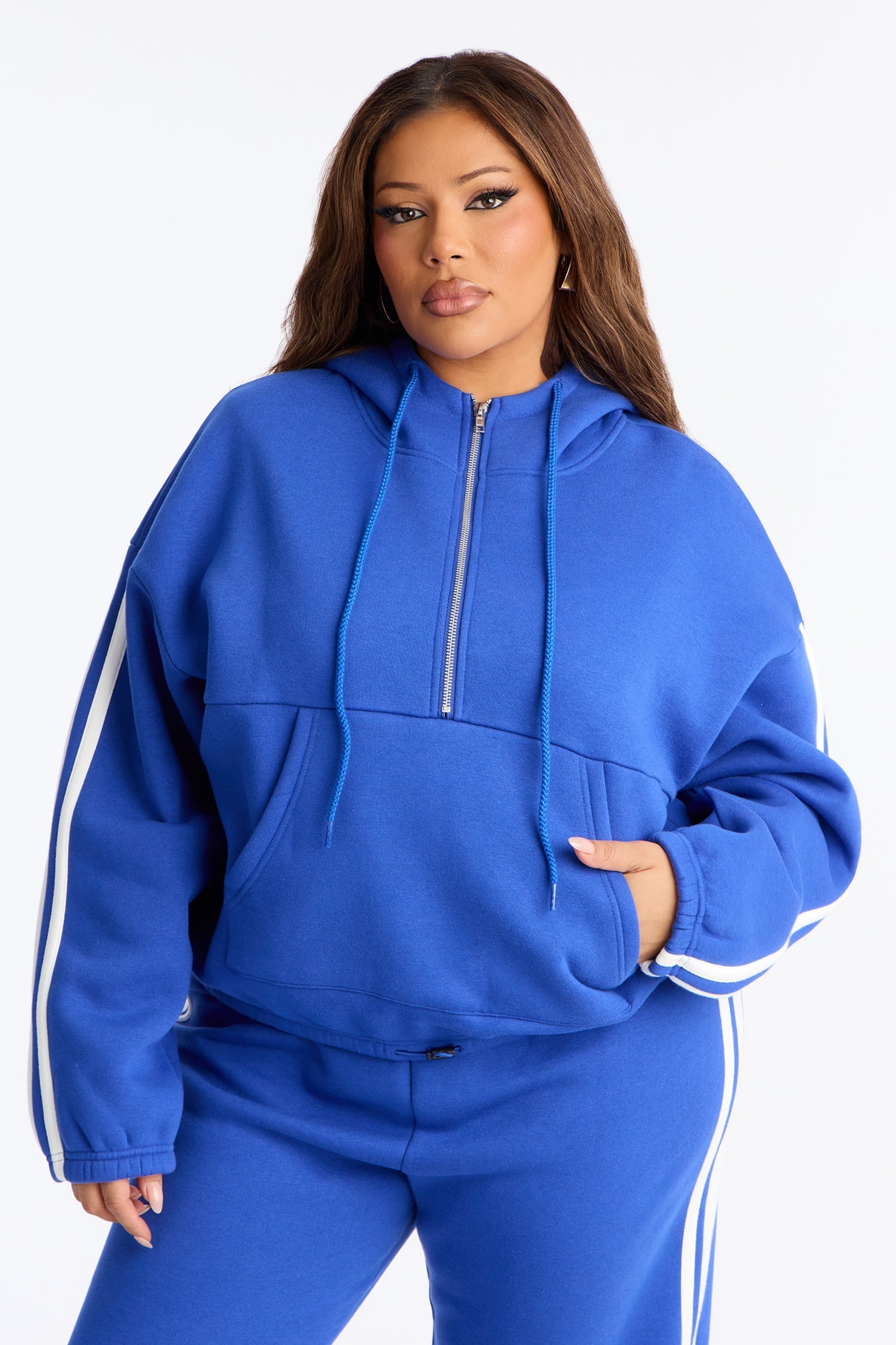The Amara Fleece Sweatshirt Quarter Zip Up - Royal