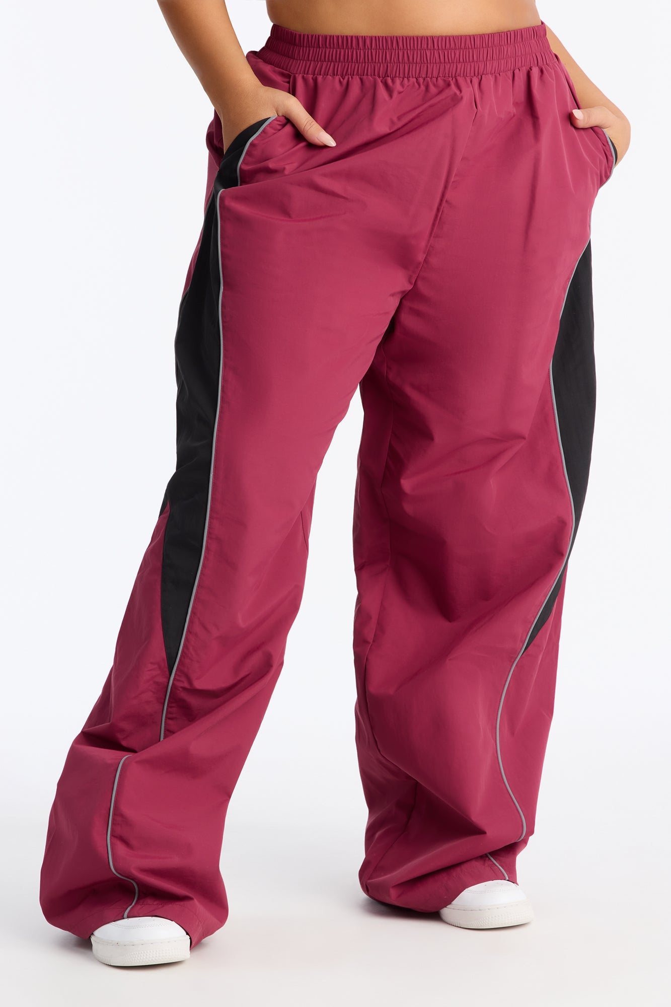 Set The Trend Windbreaker Pants 33 - Burgundy/combo