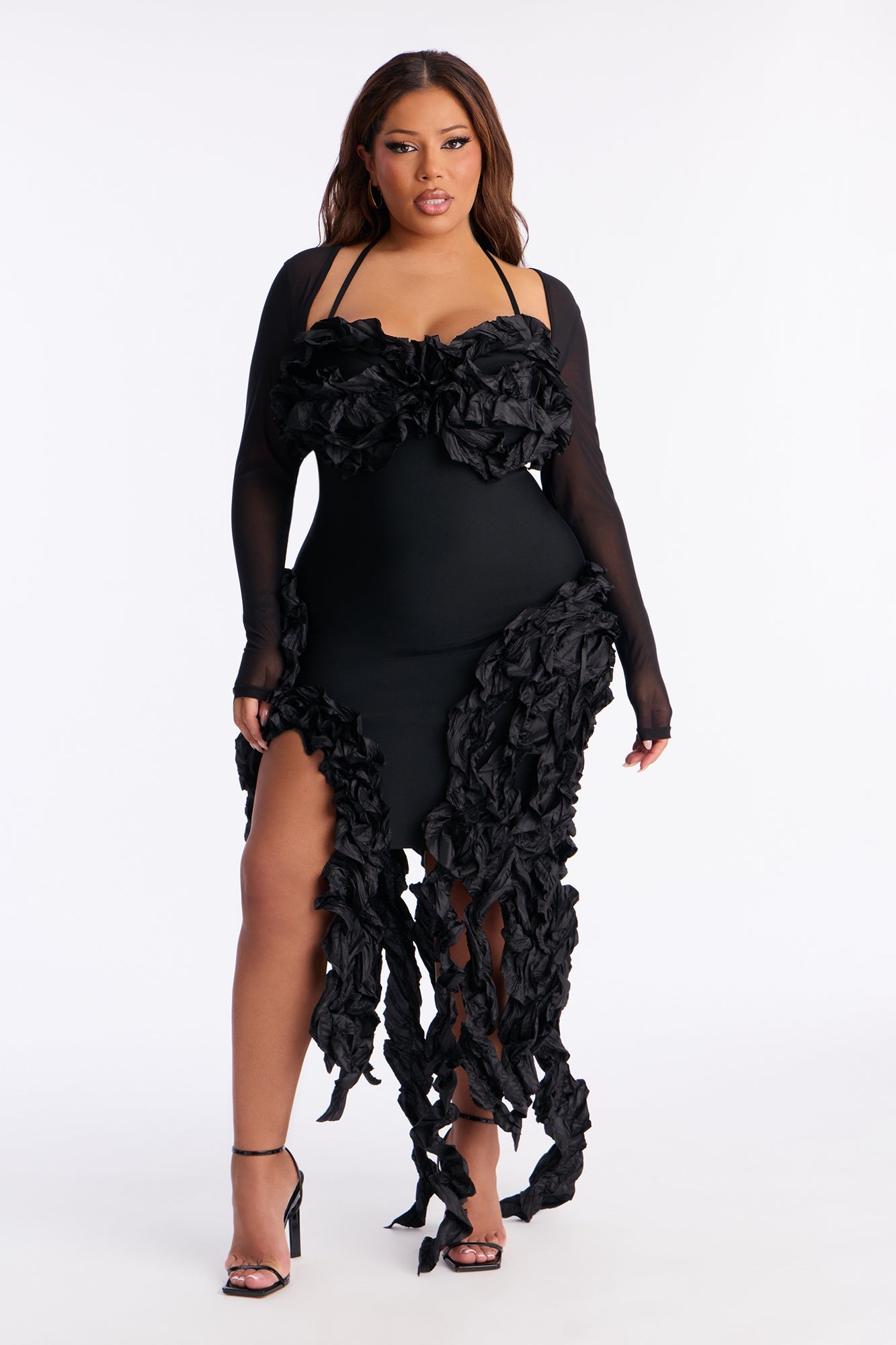 Leila Long Sleeve Bandage Mini Dress - Black