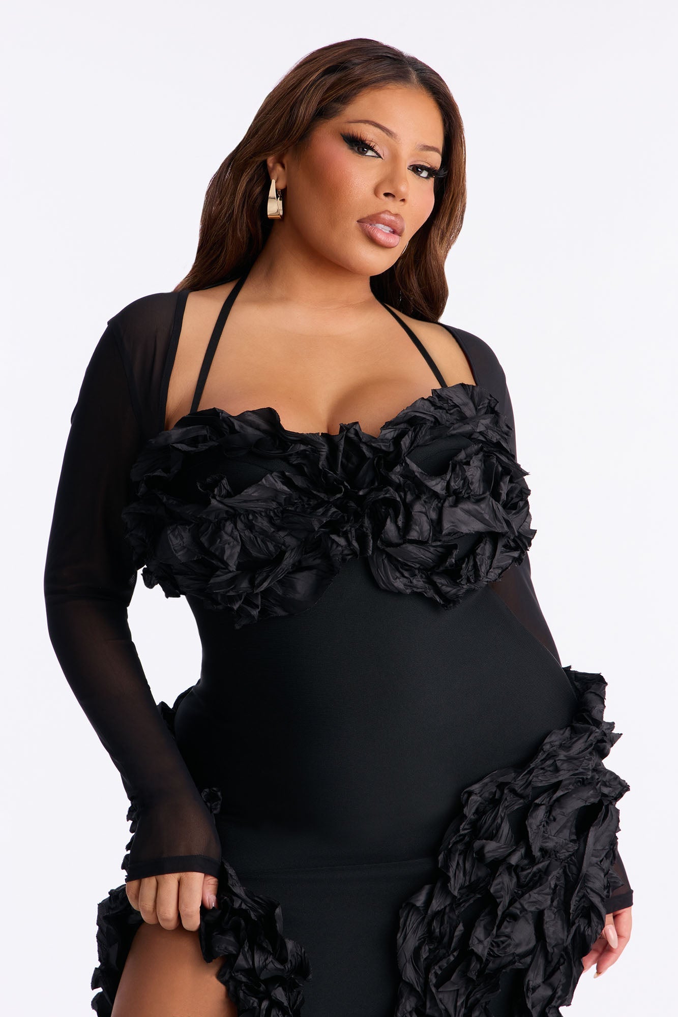 Leila Long Sleeve Bandage Mini Dress - Black