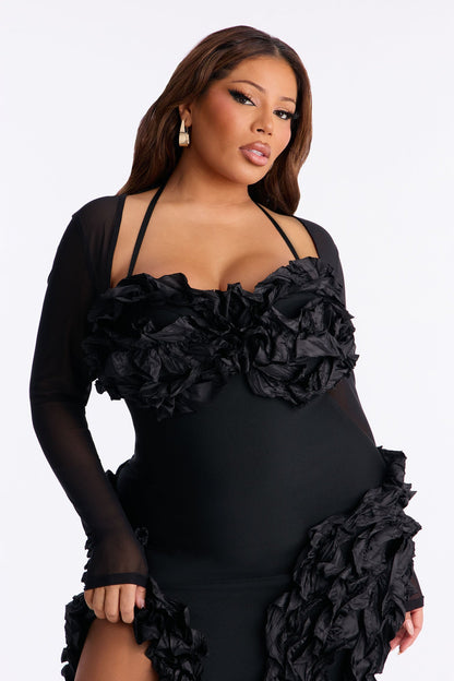 Leila Long Sleeve Bandage Mini Dress - Black