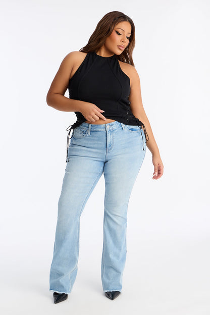 Smooth Touch Stretch Bootcut Jeans - Light Wash