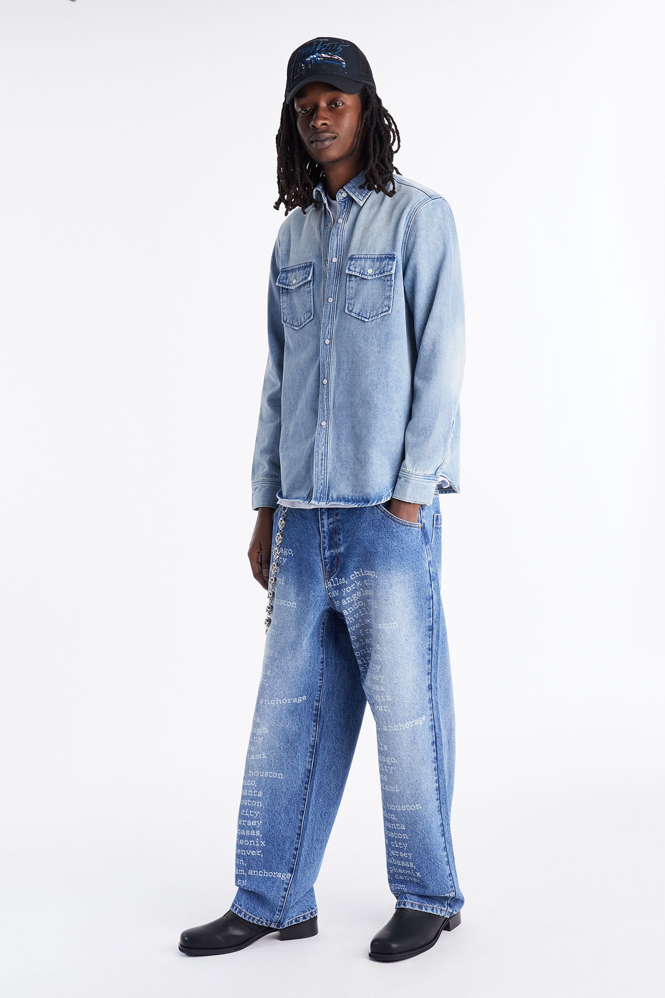 Baggy Roll Call City Jeweled Jean - Medium Wash
