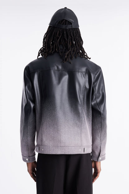 Ombre Faux Leather Trucker Jacket - Pink/combo