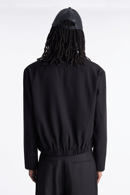 Cropped Strikeout Blazer Bomber Jacket - Black