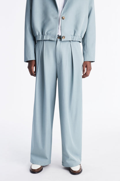 Strikeout Pleated Trouser - Blue