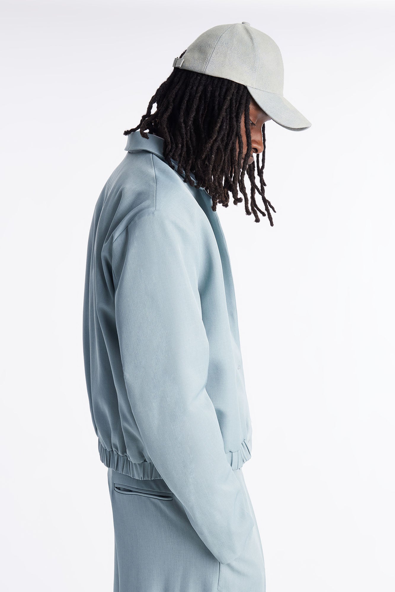 Cropped Strikeout Blazer Bomber Jacket - Blue