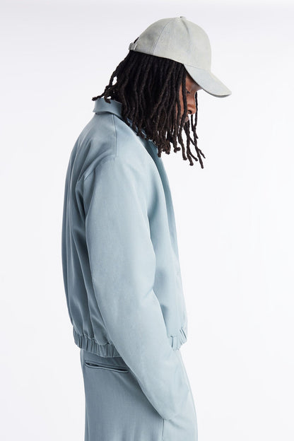 Cropped Strikeout Blazer Bomber Jacket - Blue