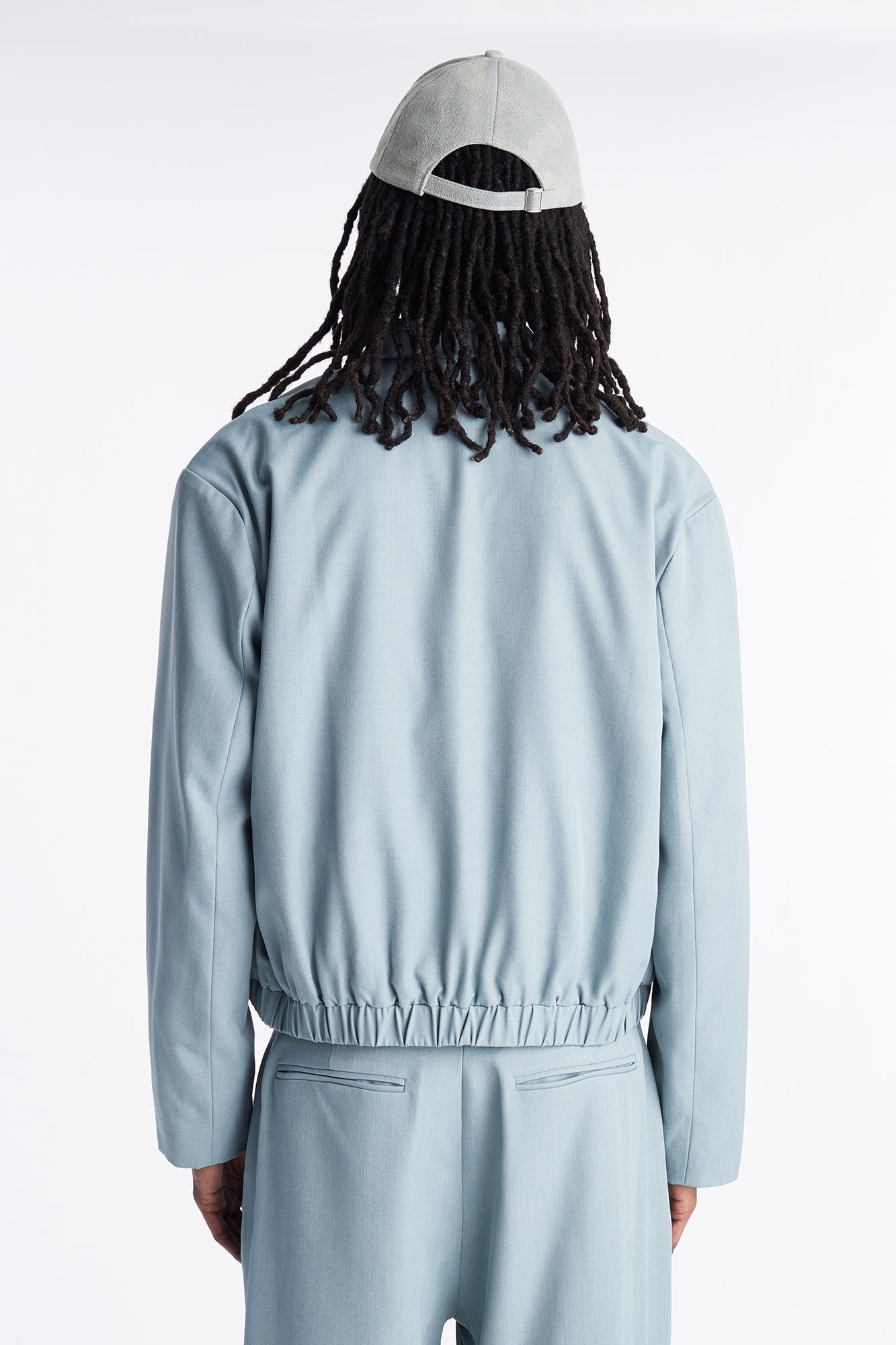 Cropped Strikeout Blazer Bomber Jacket - Blue