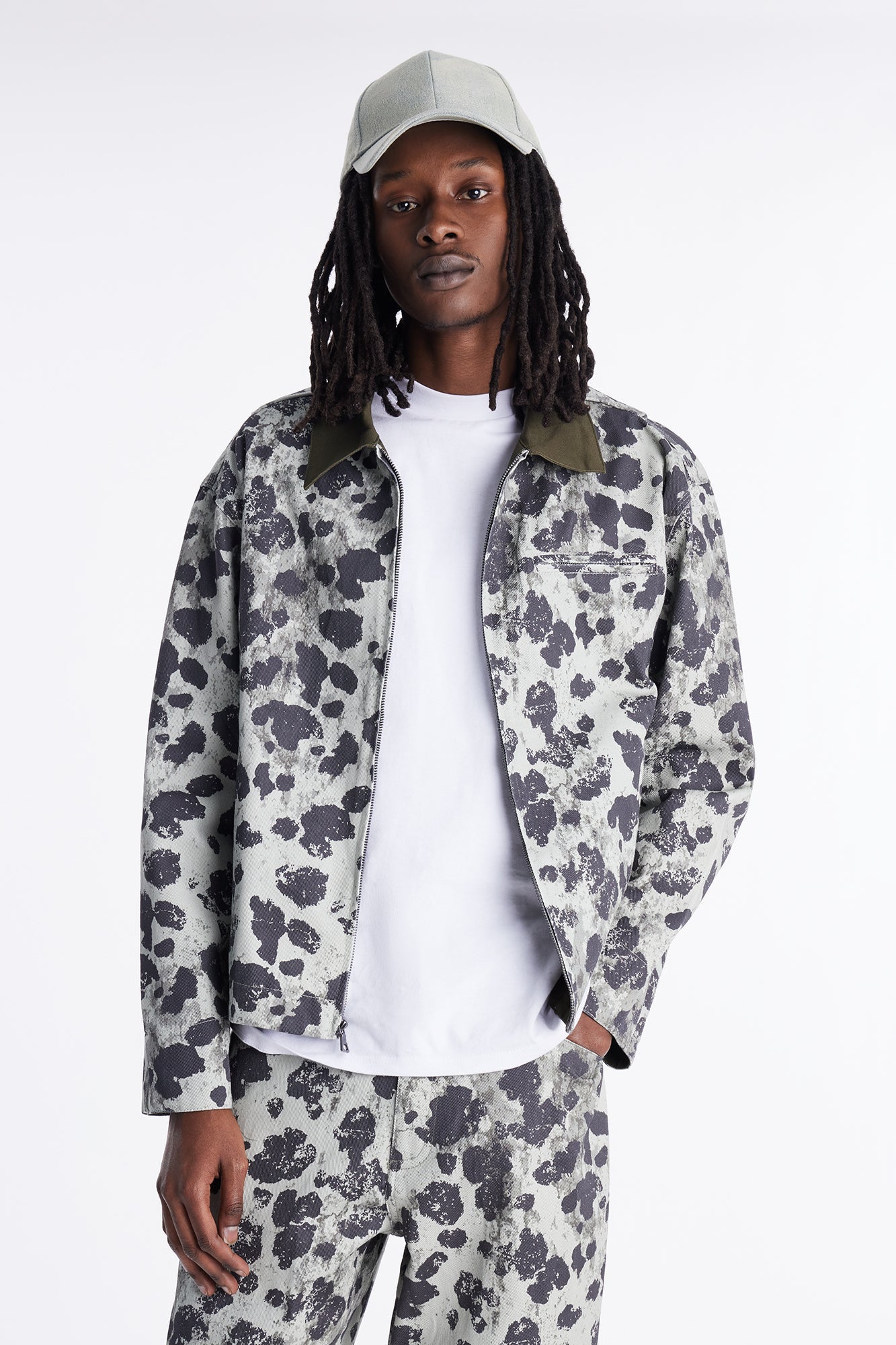 Cropped Grow Through It Zipped Work Jacket - Green
