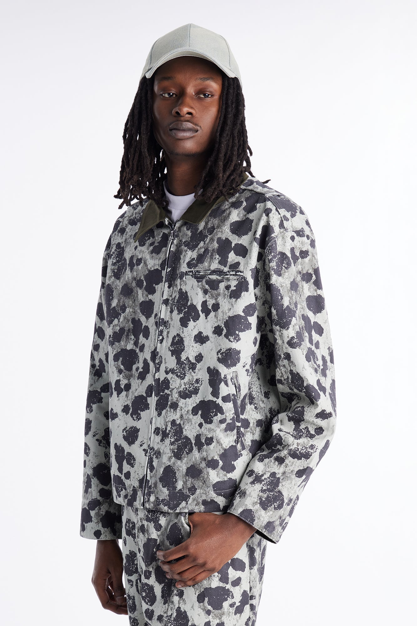 Cropped Grow Through It Zipped Work Jacket - Green