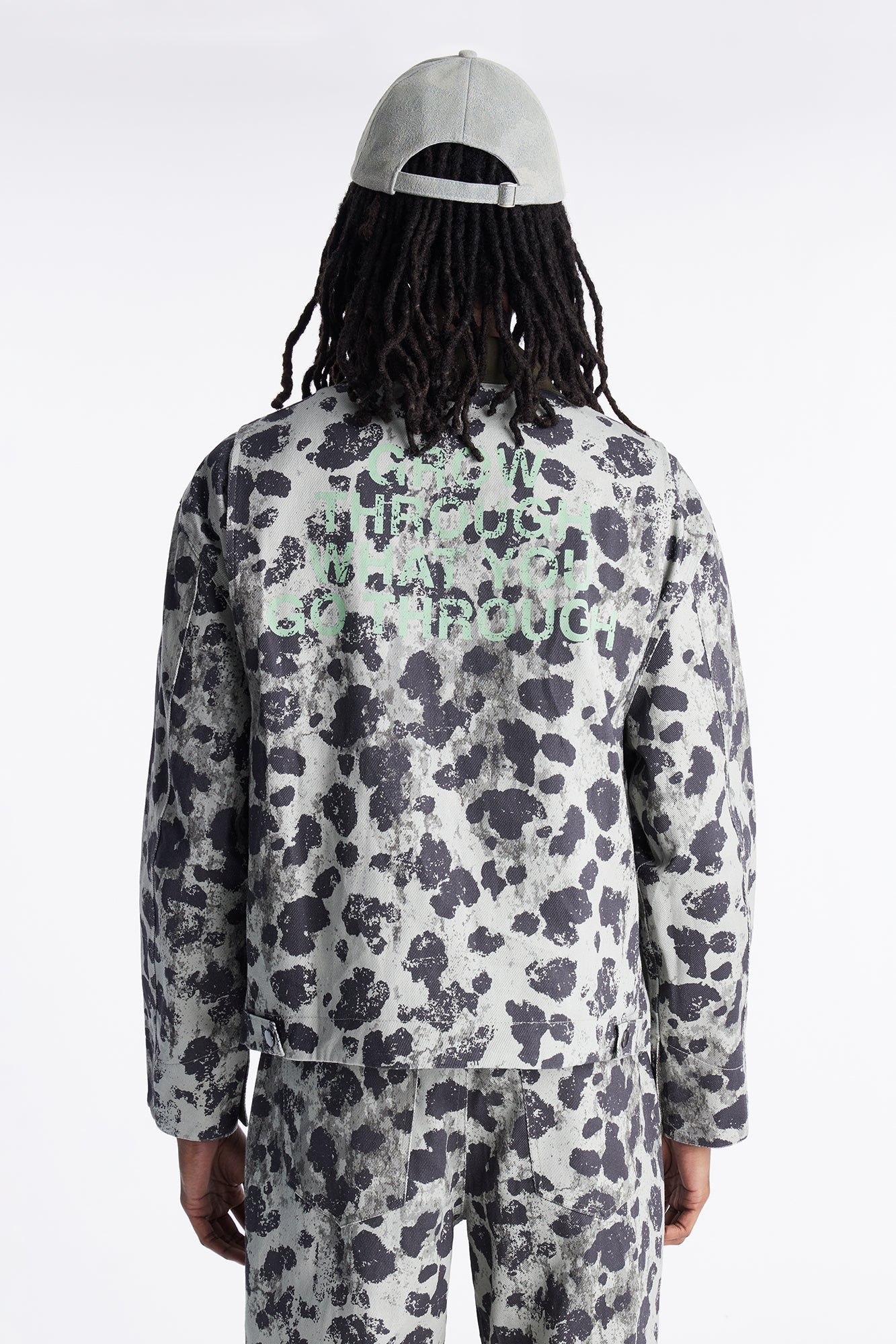 Cropped Grow Through It Zipped Work Jacket - Green