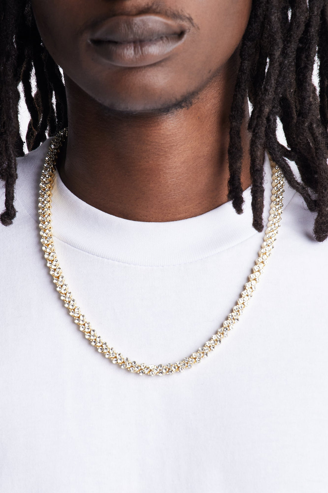 Iced Multi Cluster Link Necklace - Gold