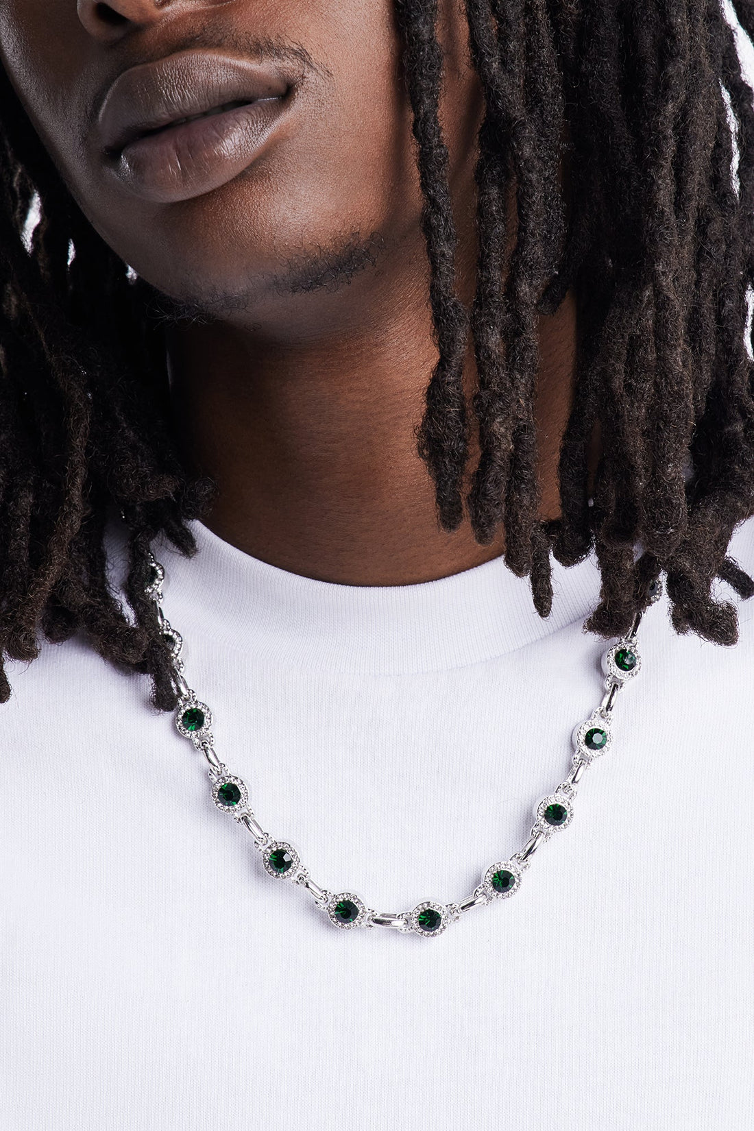 Iced Cluster Link Necklace - Silver