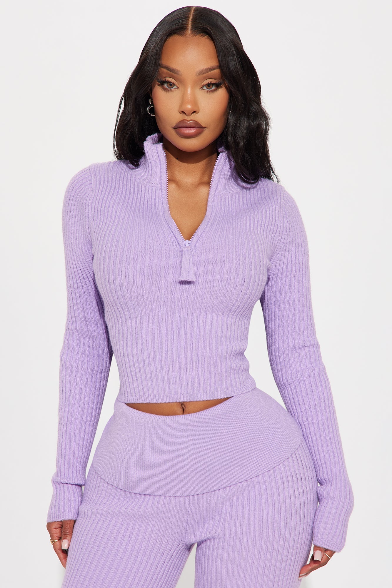 Sheena Sweater Foldover Pant Set - Lavender