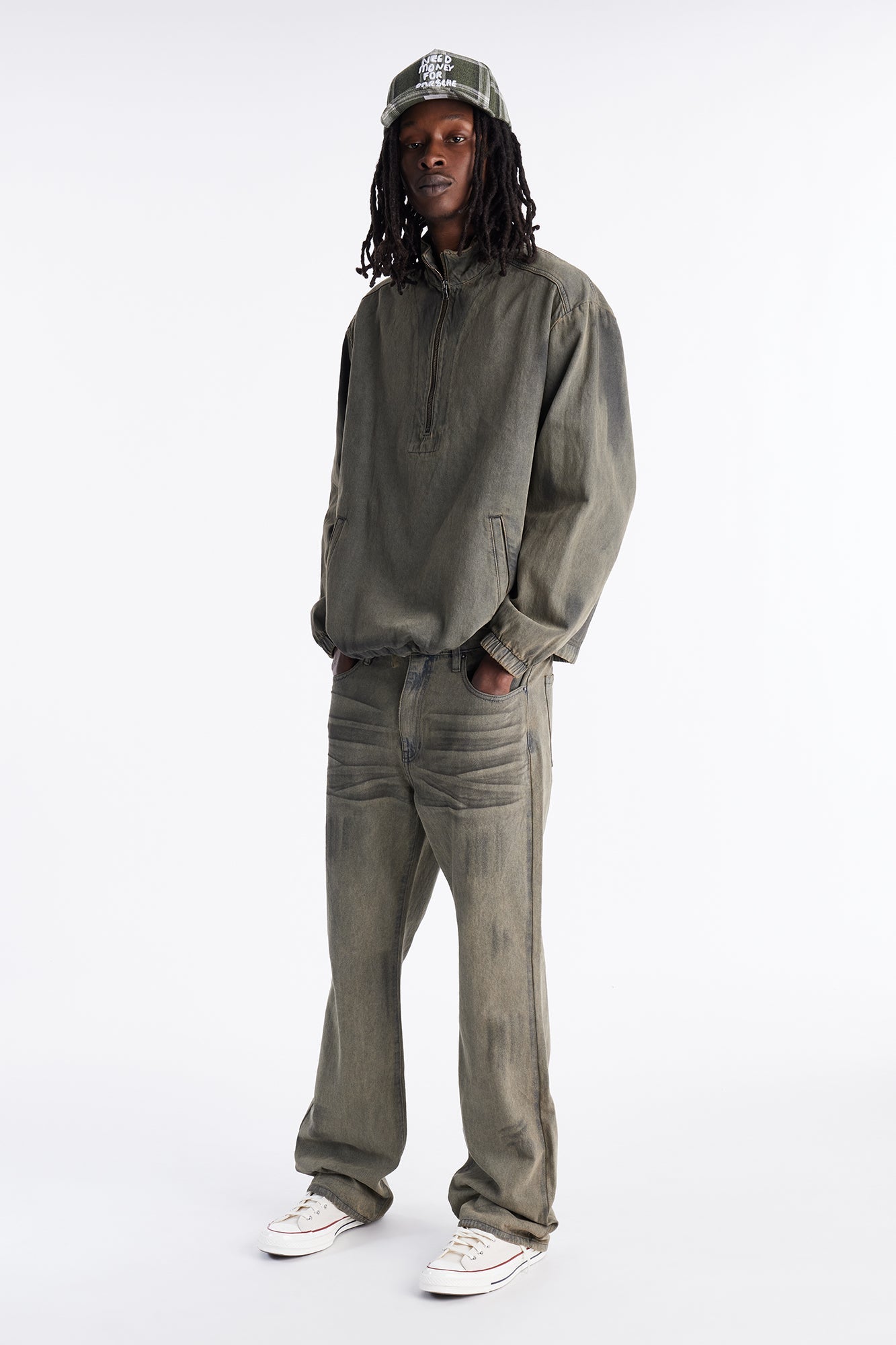 Stacked Slim Flare Dune Jean - Olive