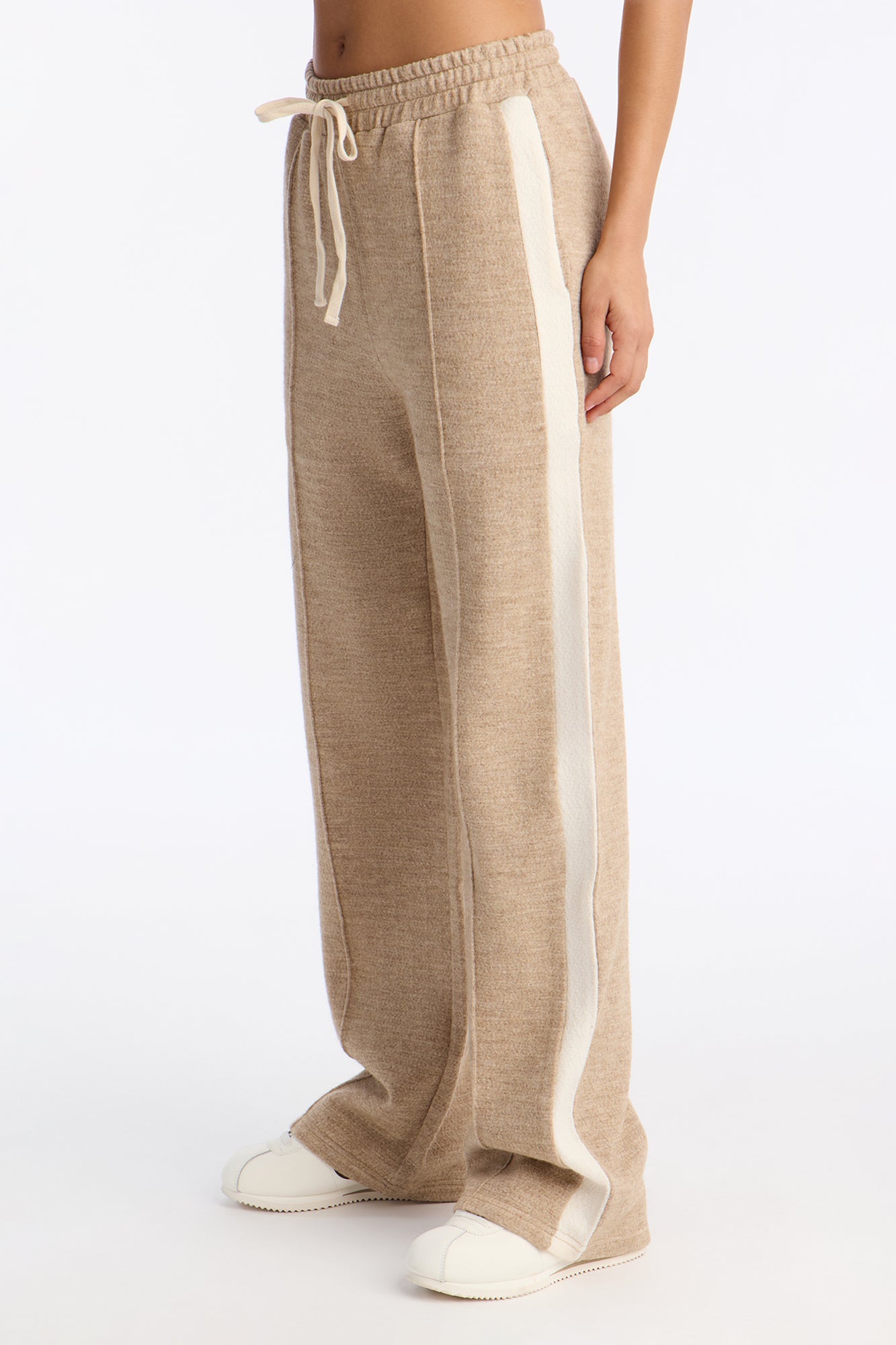 Sammy Knitwear Wide Leg Pant 32″ - Taupe/combo